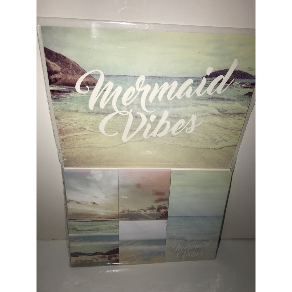 Mermaid Vibes Sticky Note Set Beach Ocean Theme Multi Size Adhesive Pads NEW